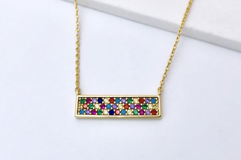 [Ozel] Statement Look Glossy Brass Cubic Necklace